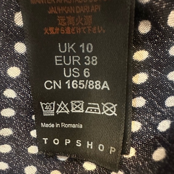 Topshop Navy and White Polka Dot Dress Size 6 - Picture 6 of 9